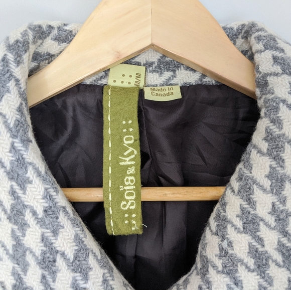 🇨🇦 Soia & Kyo Grey Houndstooth Wool Blend Peacoat Made In Canada - Picture 6 of 8